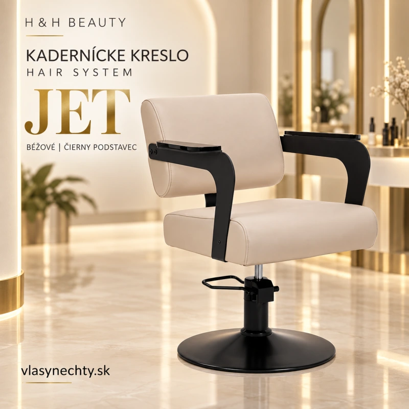 KADERNÍCKE KRESLO HAIR SYSTEM JET – béžové | čierny podstavec