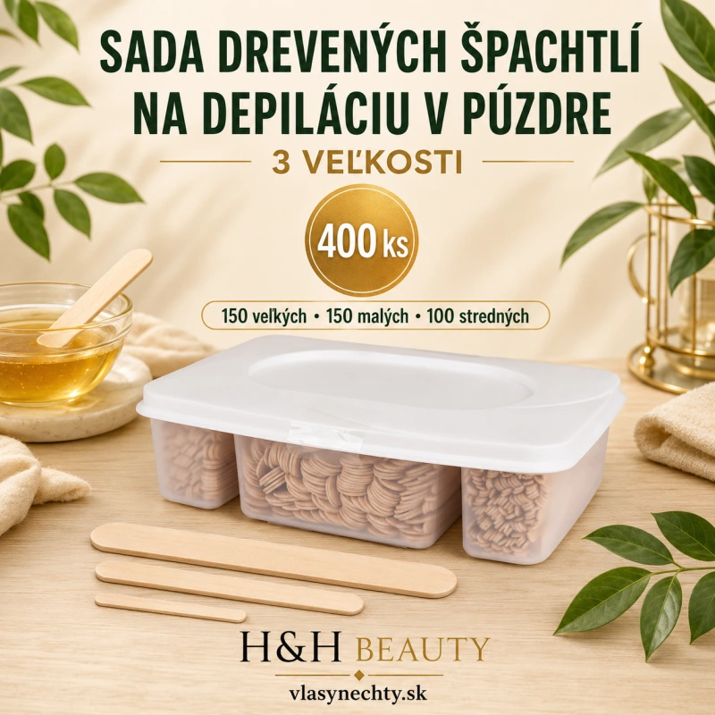 SADA DREVENÝCH ŠPACHTLÍ NA DEPILÁCIU V PÚZDRE 400 KS