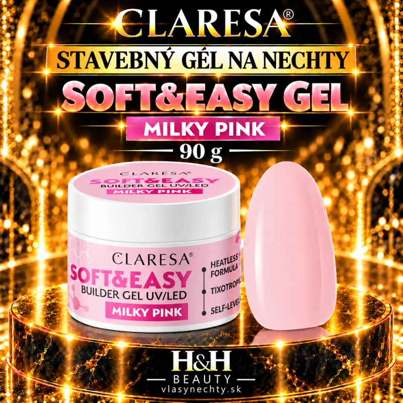 CLARESA STAVEBNÝ GÉL NA NECHTY SOFT&EASY GEL MILKY PINK 90G