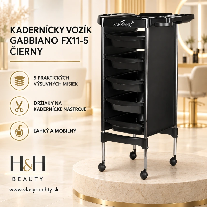 KADERNÍCKY VOZÍK GABBIANO FX11-5 ČIERNY