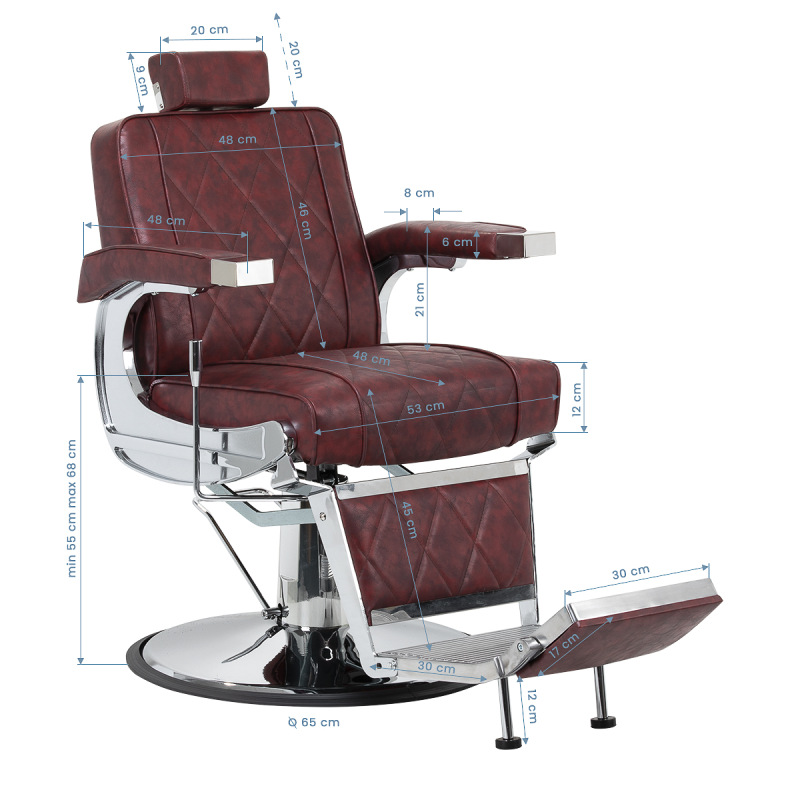 Barberské kreslo Hair System BM88066 bordová 16