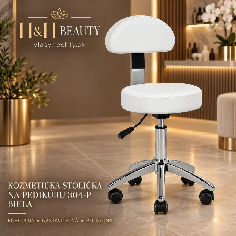Kozmetická stolička na pedikúru 304-P biela