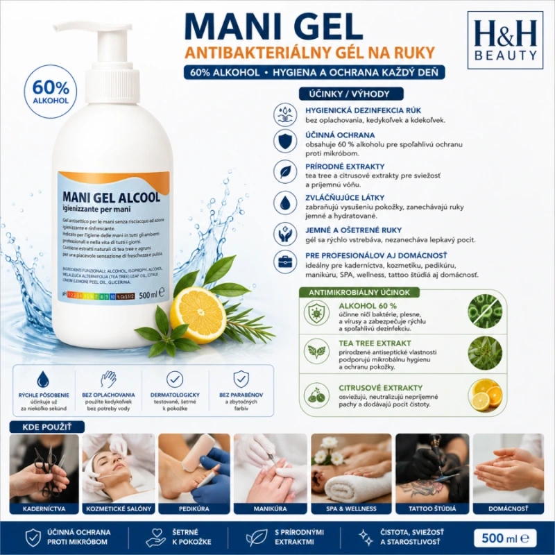 MANIGEL – ANTIBAKTERIÁLNY GÉLNA RUKY (ALKOHOLOVÁ BÁZA) 500 ml 1