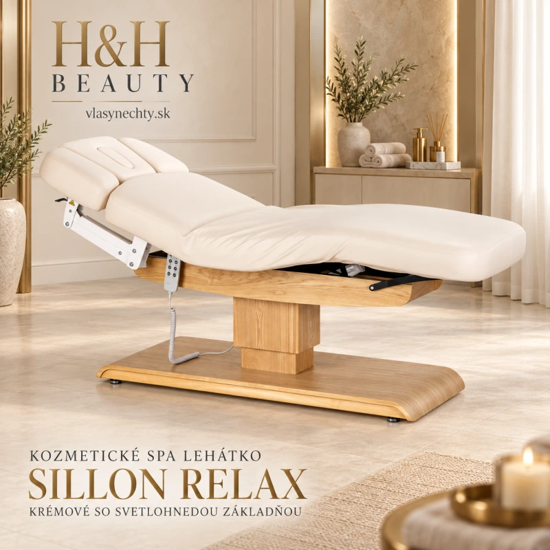 KOZMETICKÉ SPA LEHÁTKO Sillon Relax krémové s svetlo hnedou základňou