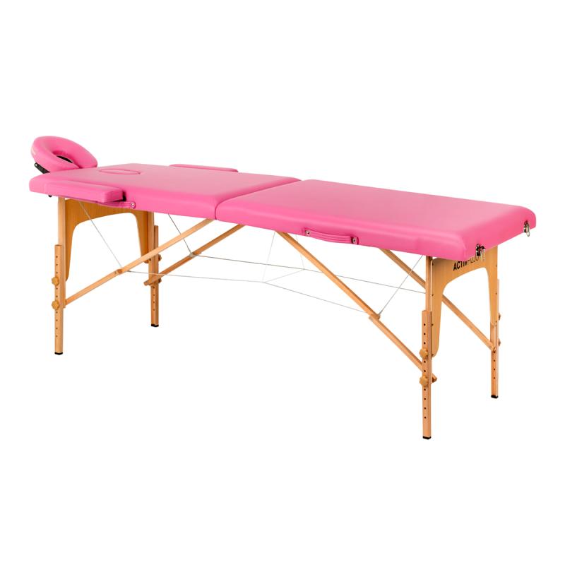 Skladací masérsky stôl drevený KOMFORT ACTIV FIZJO 2 segmentový ružovo drevený