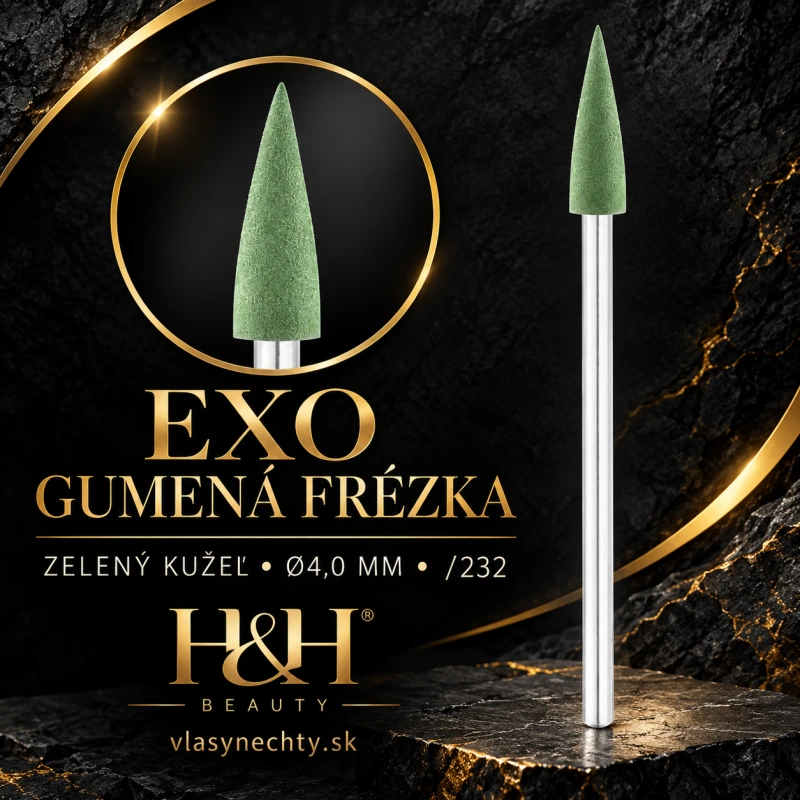 EXO GUMENÁ FRÉZKA NA NECHTY ZELENÝ KUŽEĽ Ø4,0MM /232