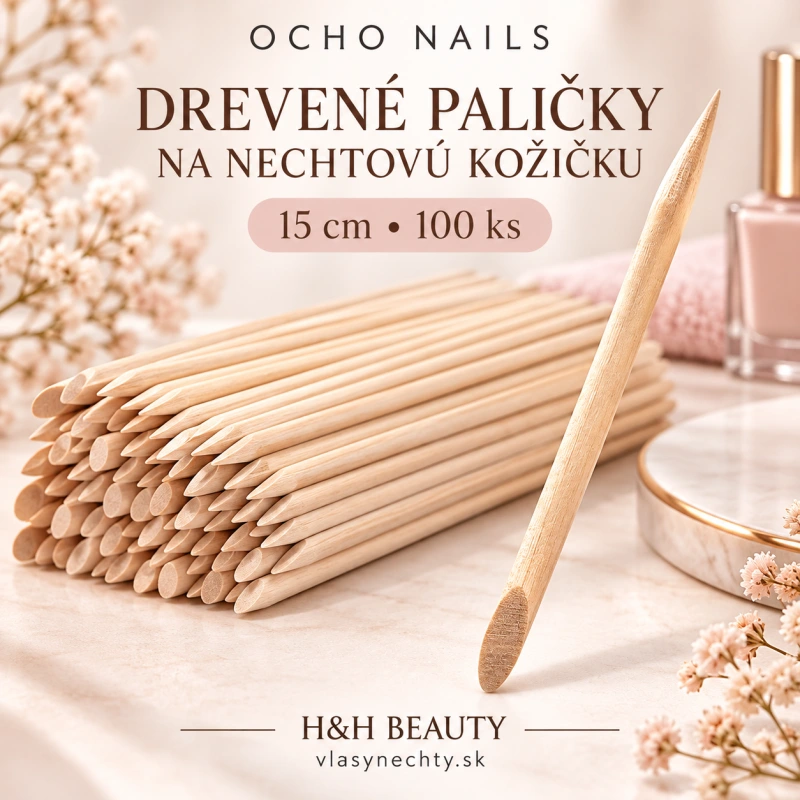 Drevené paličky na nechtovú kožičku OCHO NAILS 15cm 100 ks.