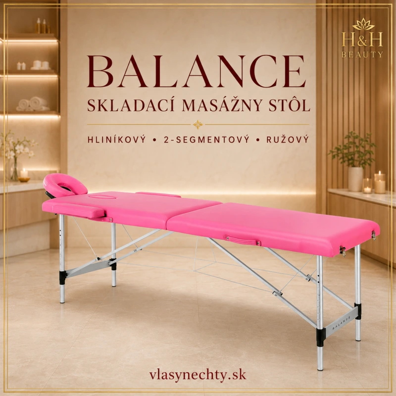 BALANCE – skladací masážny stôl, hliníkový, 2-segmentový, ružový