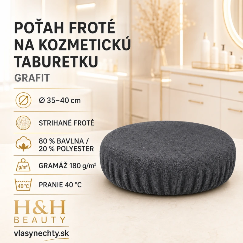 POŤAH NA KOZMETICKÚ TABURETKU FROTE GRAFIT