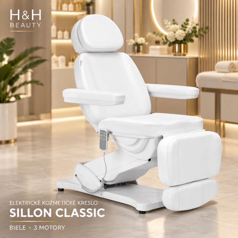 Elektrické kozmetické kreslo SILLON CLASSIC 3 motorové biele