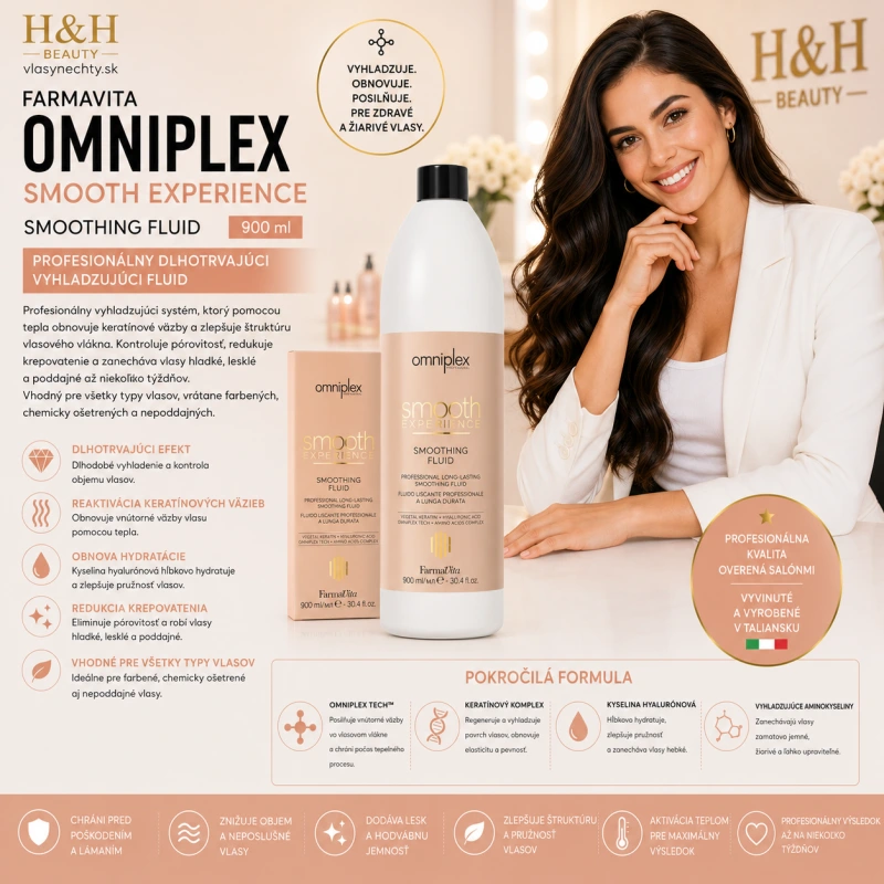 Farmavita OMNIPLEX SE Smoothing Fluid 900 ml, dlhotrvajúci vyhladzujúci fluid