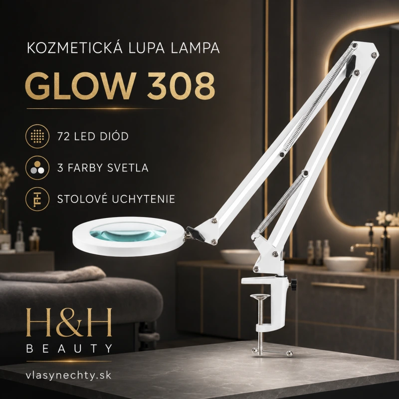 KOZMETICKÁ LUPA LAMPA LED GLOW 308 NA STÔL BIELA USB