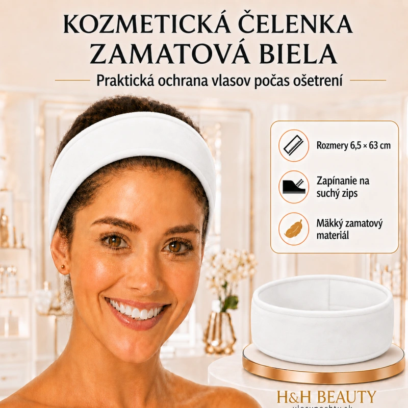 KOZMETICKÁ ČELENKA ZAMATOVÁ BIELA