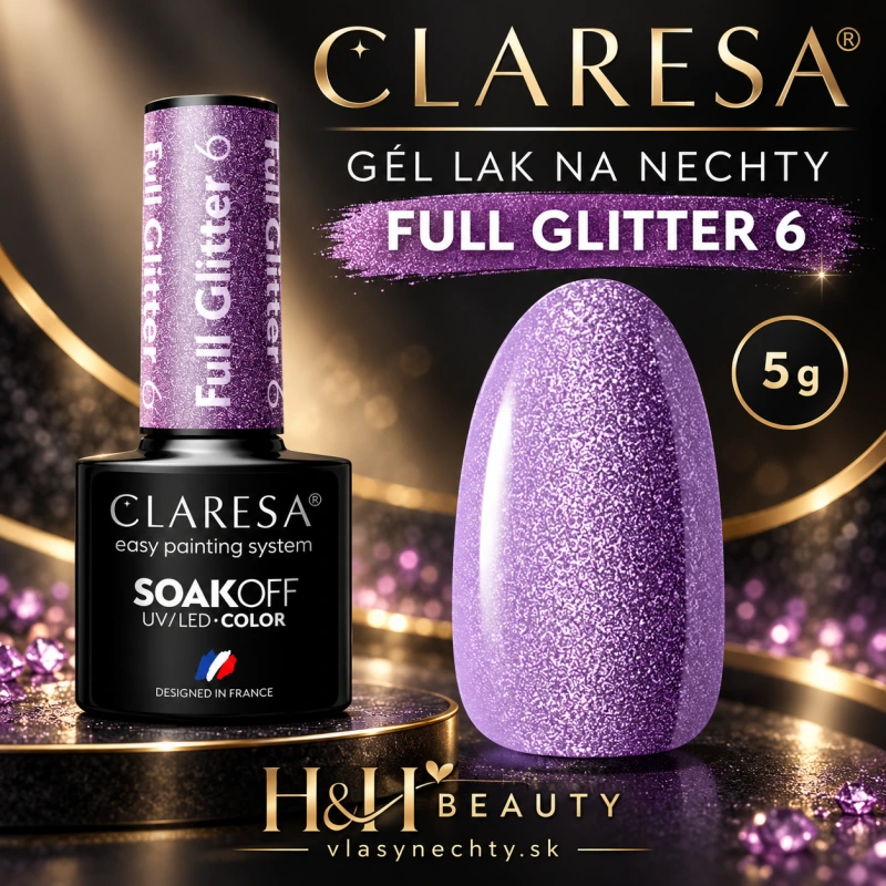 CLARESA GÉL LAK NA NECHTY FULL GLITTER 6 - 5 g