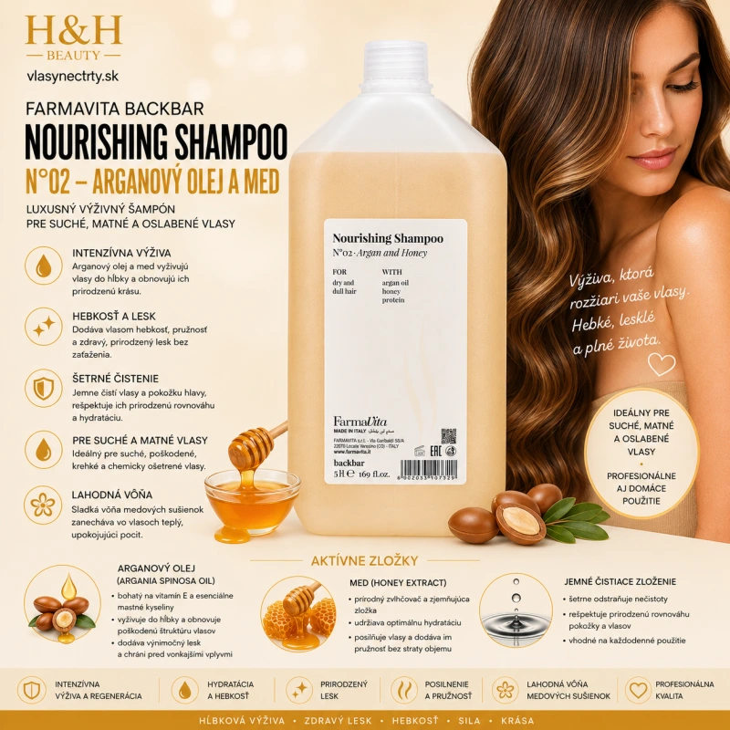 Farmavita BACKBAR NOURISING SHAMPOO Č.02 - ARGANOVÝ OLEJ A MED 5000ml