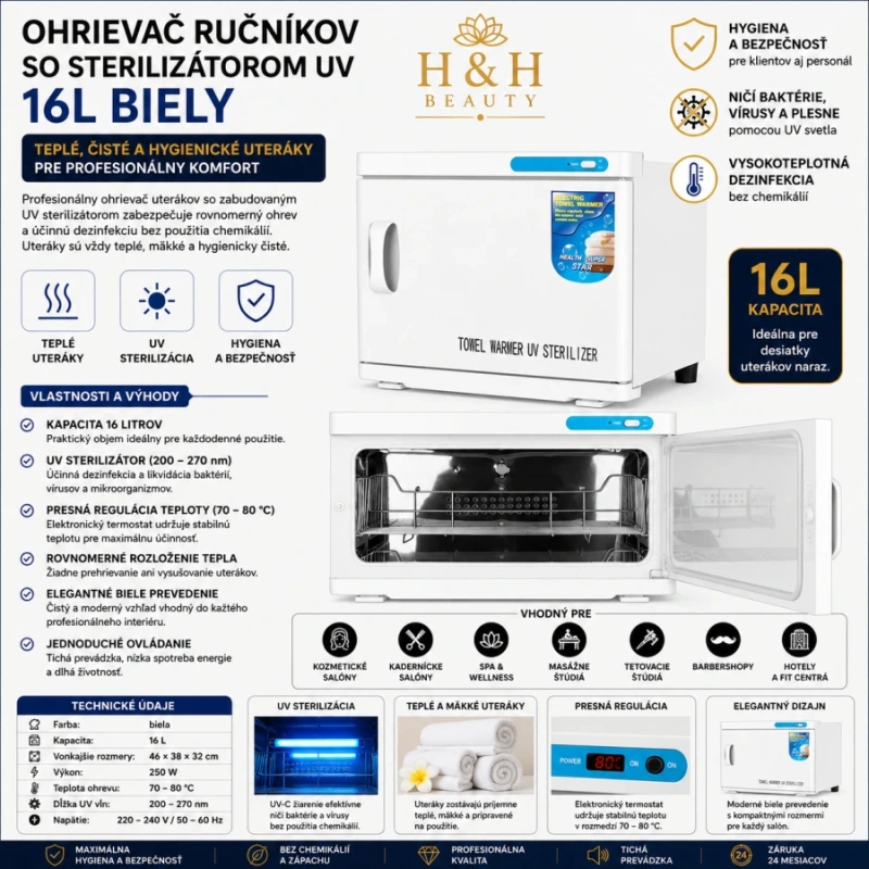 OHRIEVAČ UTERÁKOV S UV-C STERILIZÁTOROM 16L BIELY 5