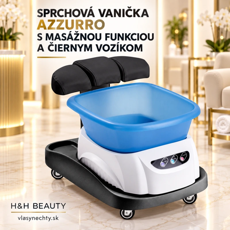 Sprchová vanička Azzurro s masážnou funkciou a čierným vozíkom
