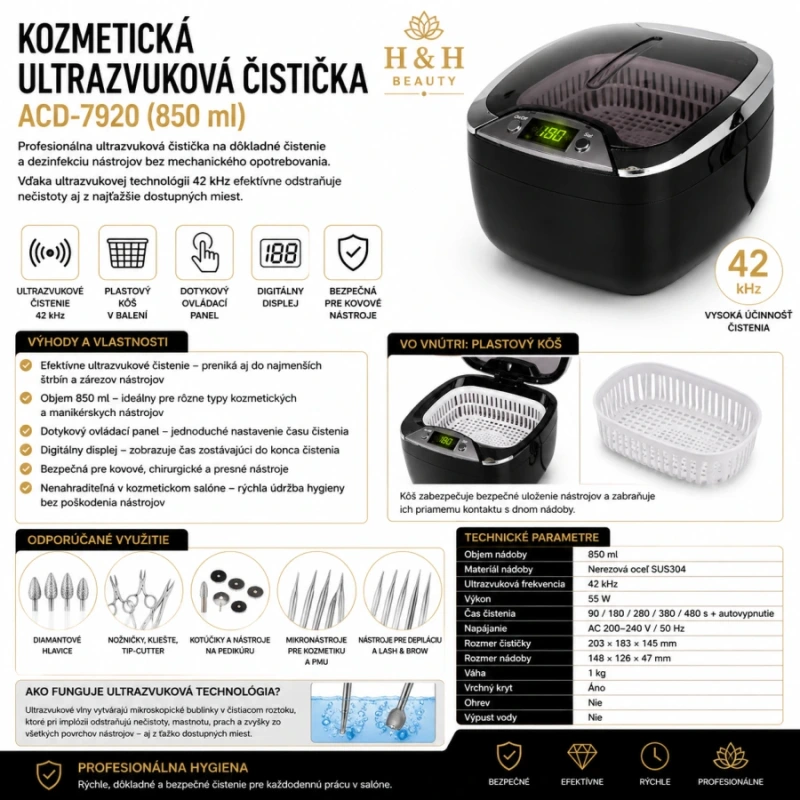 KOZMETICKÁ ULTRAZVUKOVÁ ČISTIČKA ACD-7920 ČIERNA 4