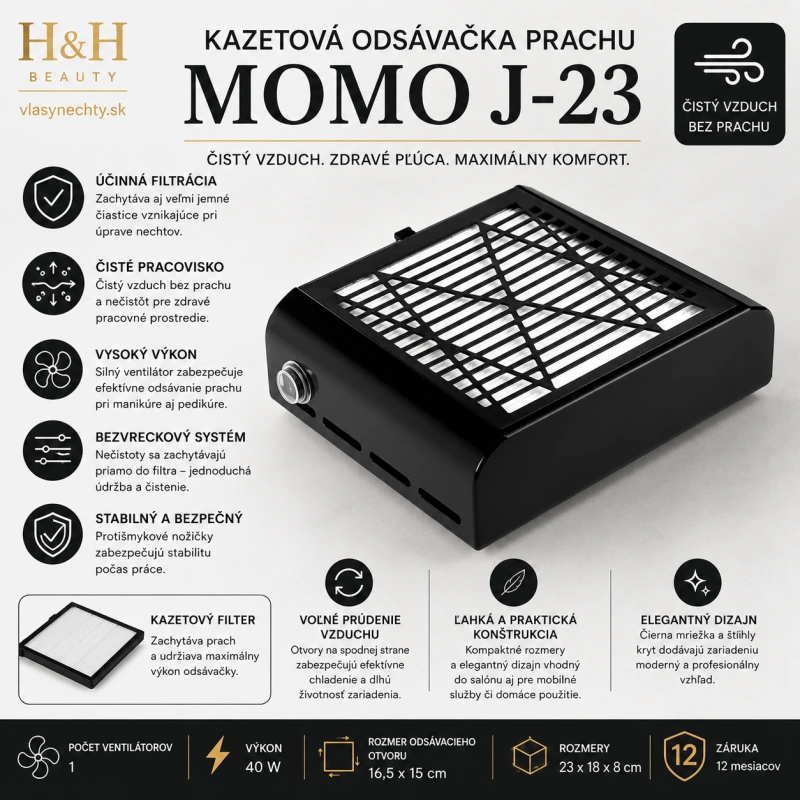 Kazetová odsávačka prachu Momo J-23 čierna