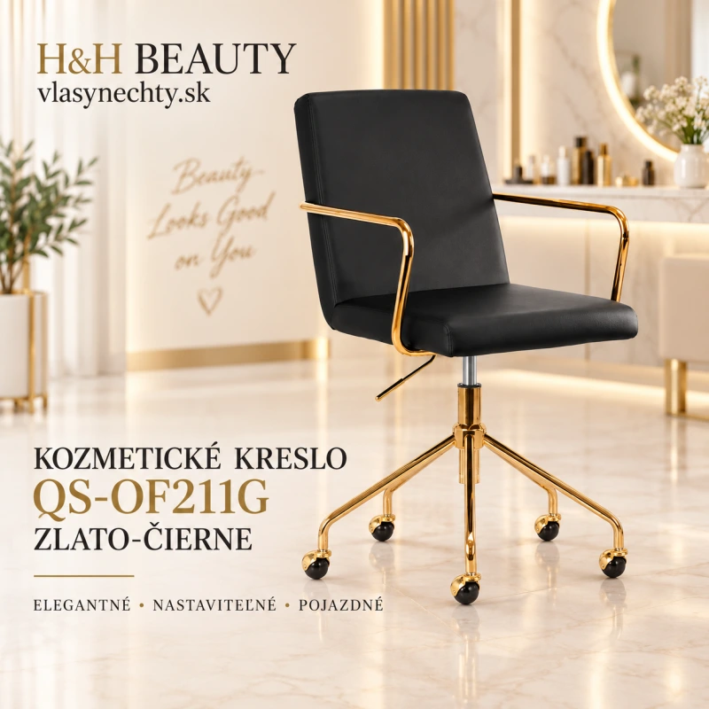 Kozmetické kreslo QS-OF211G zlato-čierne