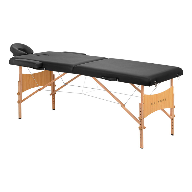 BALANCE LUX – skladací masážny stôl drevený, 2-segmentový, 190×70 cm, čierny 1