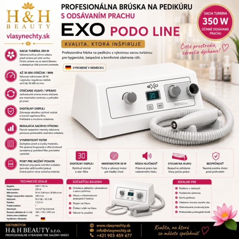 BRÚSKA NA PEDIKÚRU S ODSÁVENÍM EXO PODO LINE - Sacia turbína: 350 W 8