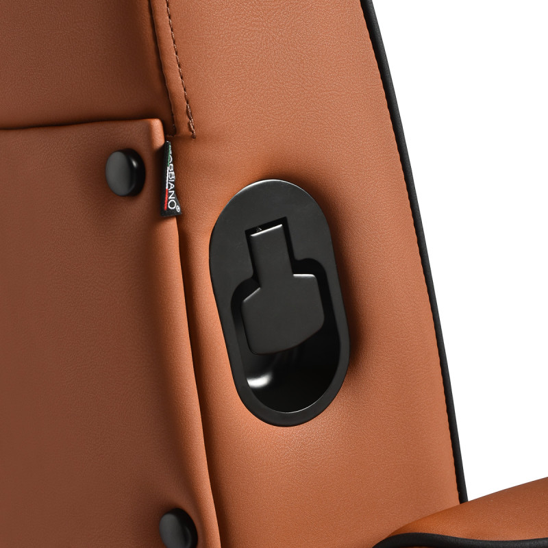 Barberskekreslo Gabbiano Levi, hnedé s čiernym rámom, bez prešívania na operadle 11