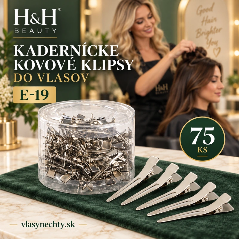 Kadernícke kovové klipsy do vlasov E-19 – 75 ks 4,5 cm