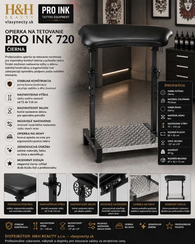 OPIERKA NA TETOVANIE PRO INK 720 ČIERNA
