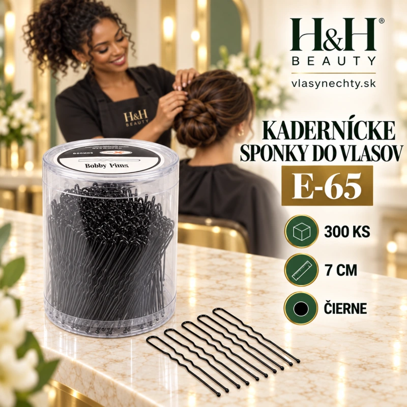KADERNÍCKE SPONKY DO VLASOV E-65,300ks 7CM ČIERNE