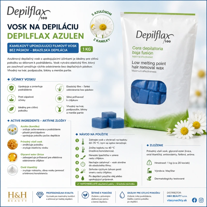 DEPILFLAX VOSK NA DEPILÁCIU AZULEN 1 kg