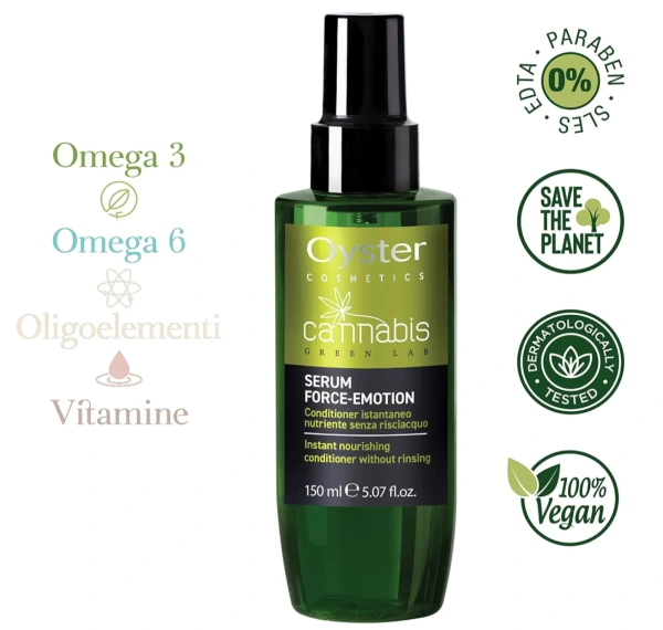 OYSTER serum CANNABIS force-emotion, nutričný výživný kondicionér v spreji bez oplach. 150 1