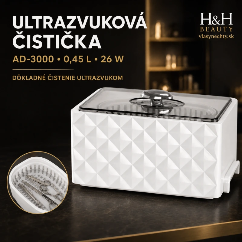 Ultrazvuková čistička AD-3000 obj. 0,45 L 26W Biela
