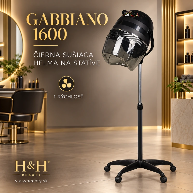 KADERNÍCKA SUŠIACA HELMA NA VLASY NA STATÍVE GABBIANO 1600 JEDNA RÝCHLOSŤ ČIERNA