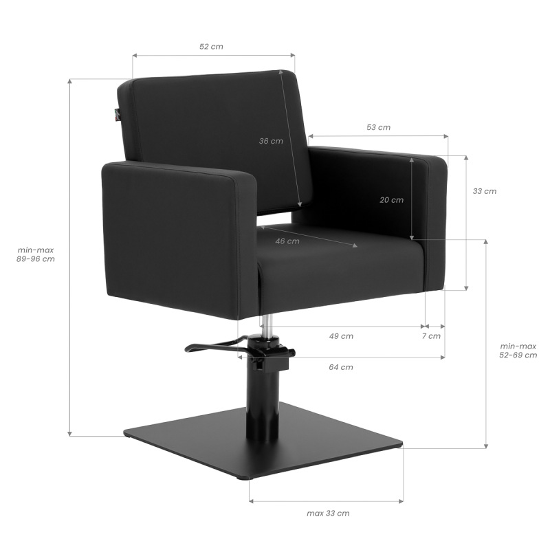 💇‍♀️ KADERNÍCKE KRESLO GABBIANO VITORIA – čierne | čierna štvorcová podstava 9