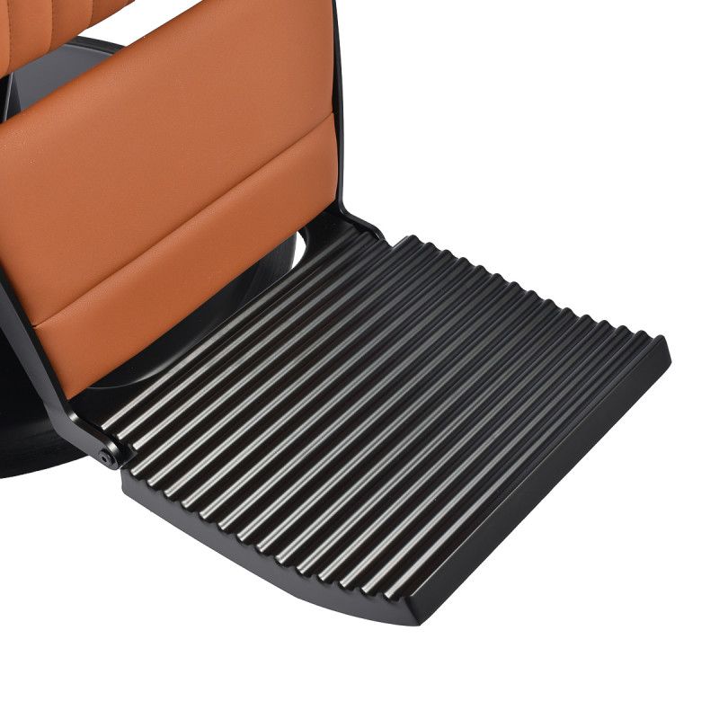 Barberskekreslo Gabbiano Levi, hnedé s čiernym rámom, bez prešívania na operadle 7