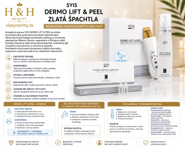 SYIS KOZMETICKÝ PRÍSTROJ DERMO LIFT & PEEL ZLATÁ ŠPACHTLA + KOZMETIKA SYIS 2