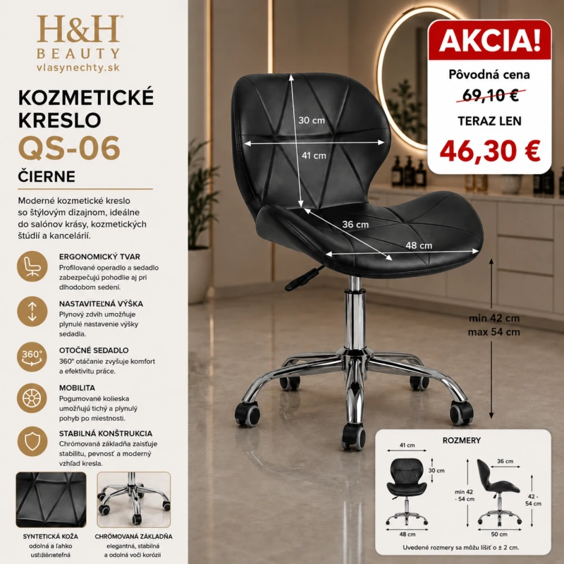 KOZMETICKÉ KRESLO QS-06 čierne