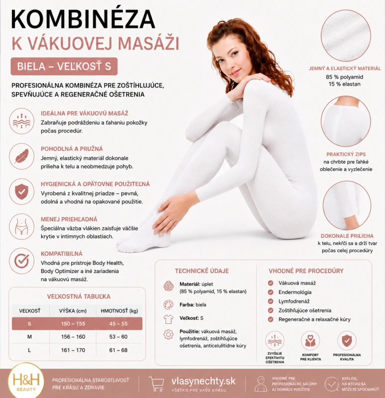 KOMBINÉZA K VÁKUOVEJ MASÁŽI BIELA VEĽOSŤ S