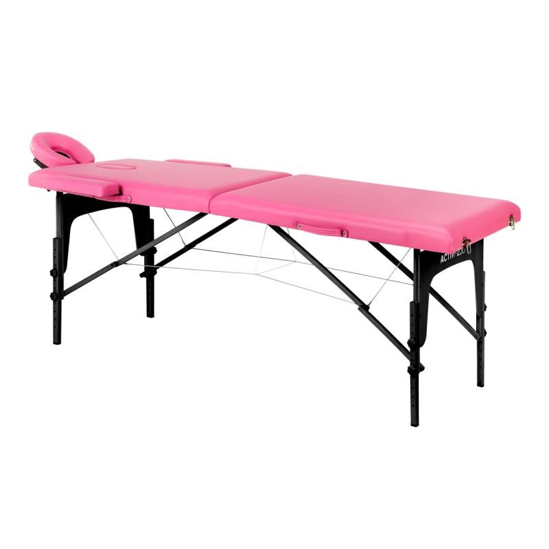 Skladací masérsky stôl drevený KOMFORT ACTIV FIZJO 2 segmentový ružovo čierny