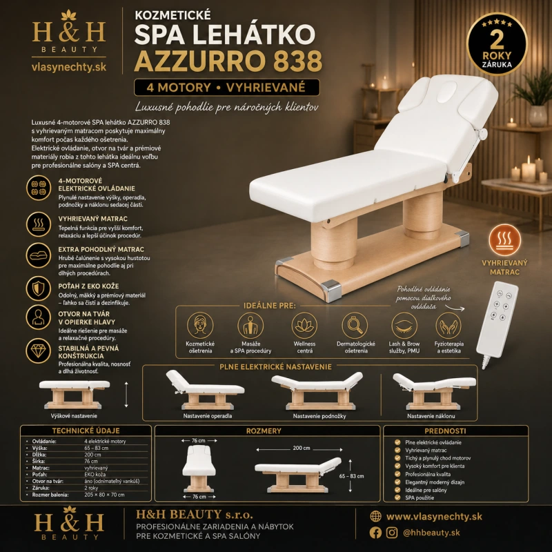 KOZMETICKÉ SPA LEHÁTKO AZZURRO 838 4 MOTORY VYHRIEVANÉ