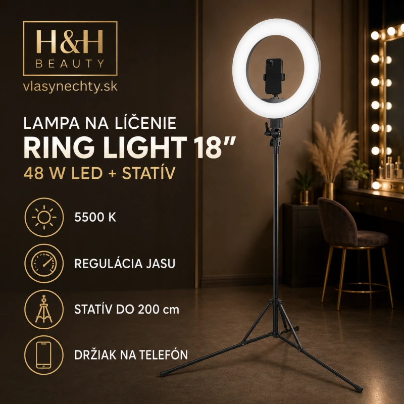 LAMPA NA LÍČENIE RING LIGHT 18" 48W LED NA STATÍVE