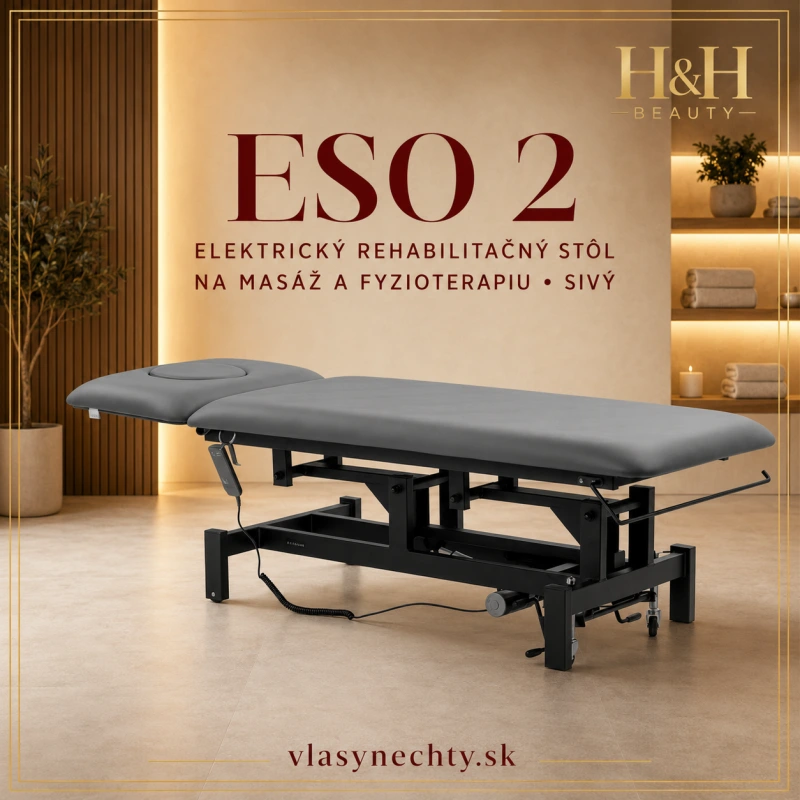 Elektrický rehabilitačný stôl na masáž a fyzioterapiu Eso 2 sivý