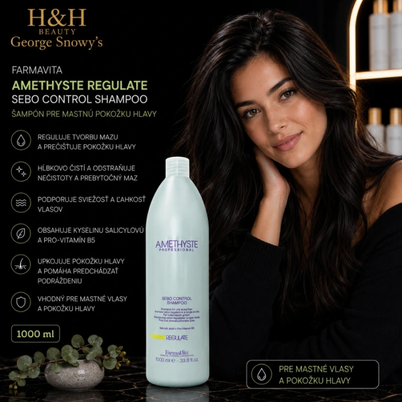 Farmavita Amethyste Regulate Sebo Control Shampoo 1000 ml 2
