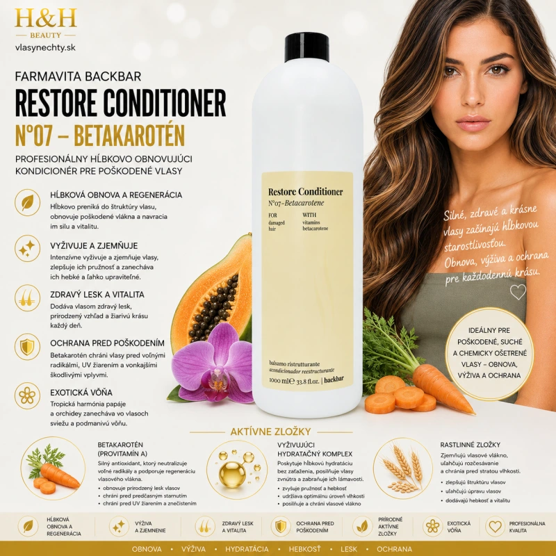 Farmavita BACKBAR RESTORE CONDITIONER Č.07 - BETACAROTENE 1000ml