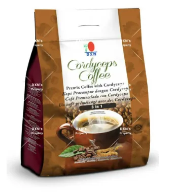 DXN Cordyceps Coffee 3 in 1-Káva sa trstinovým cukrom, rastlinným mliekom, a špongiou,,,,