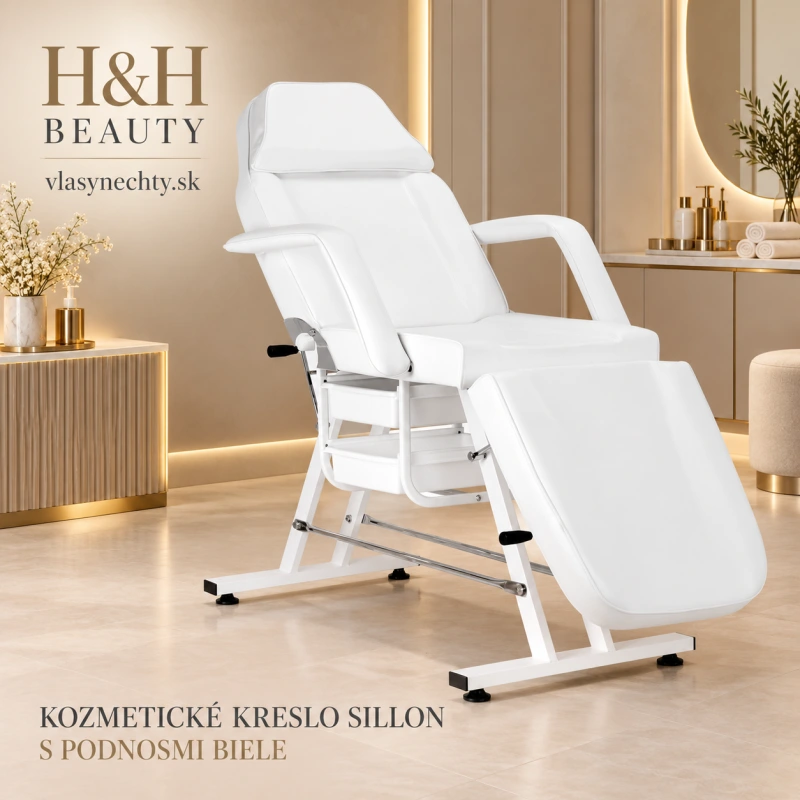 Kozmetické kreslo Sillon s podnosmi biele