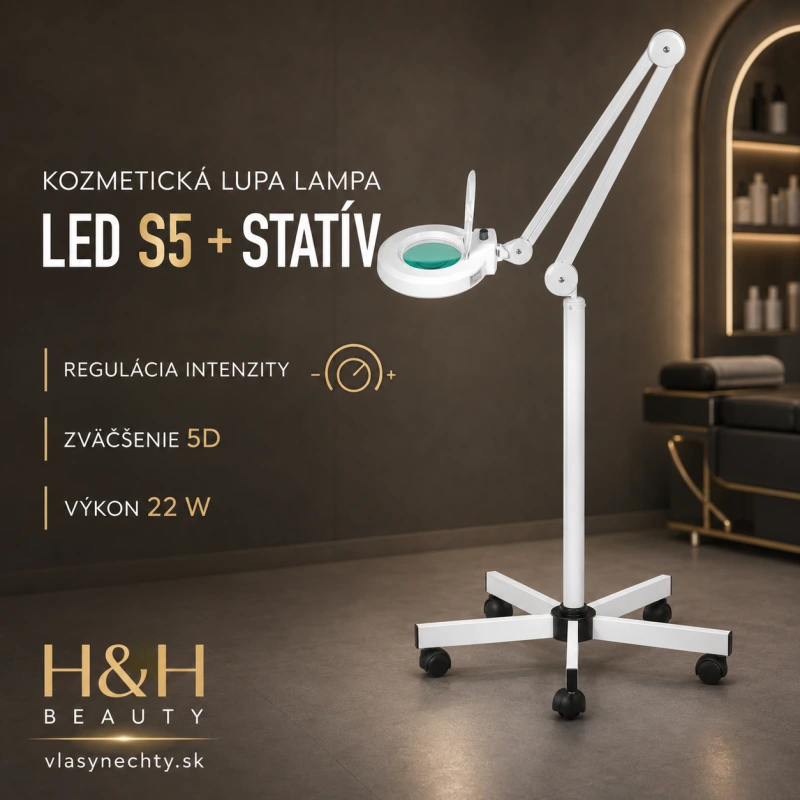KOZMETICKÁ LUPA LAMPA LED S5 S REGULÁCIOU INTENZITY SVETLA + STATIV