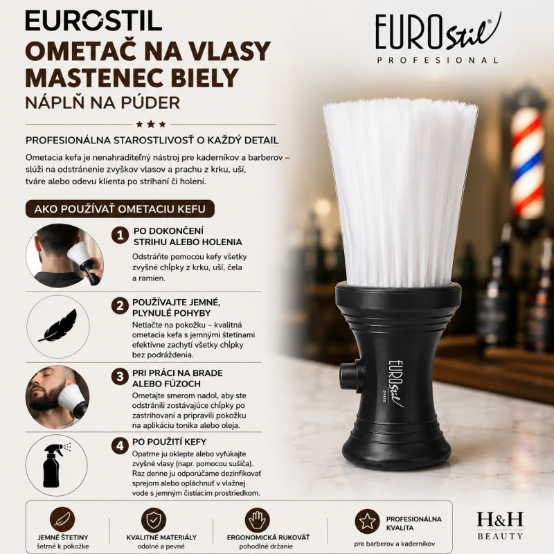 EUROSTIL OMETAČ VLASOV MASTENEC BIELY NÁPLŇ NA PÚDER