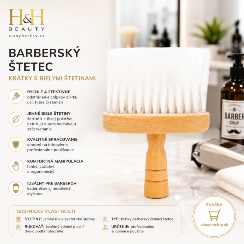 BARBERSKÝ ŠTETEC KRÁTKY S BIELYMI ŠTETINAMI 2
